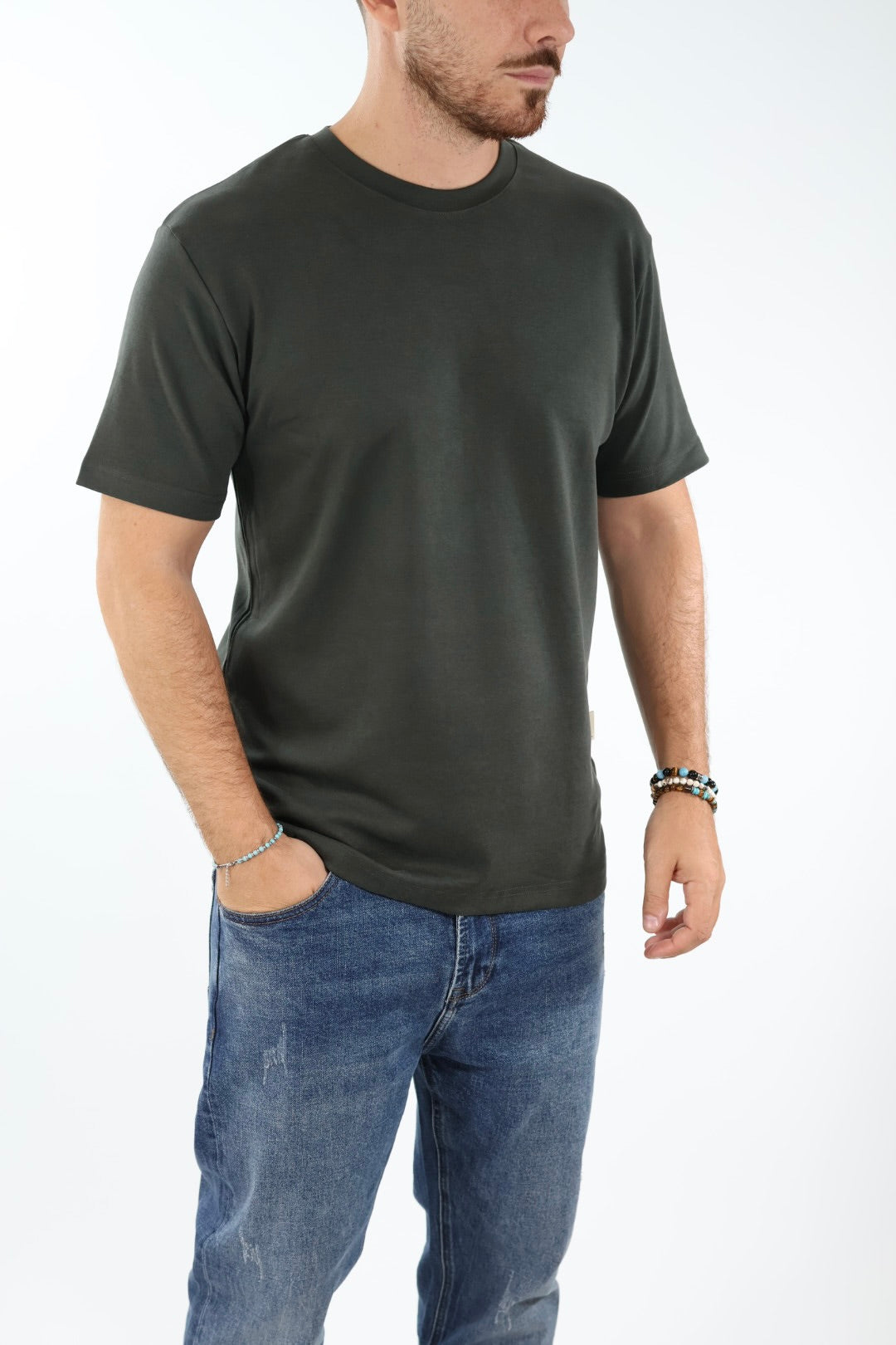 T-shirt basica viscosa verde   505L GIANNI LUPO
