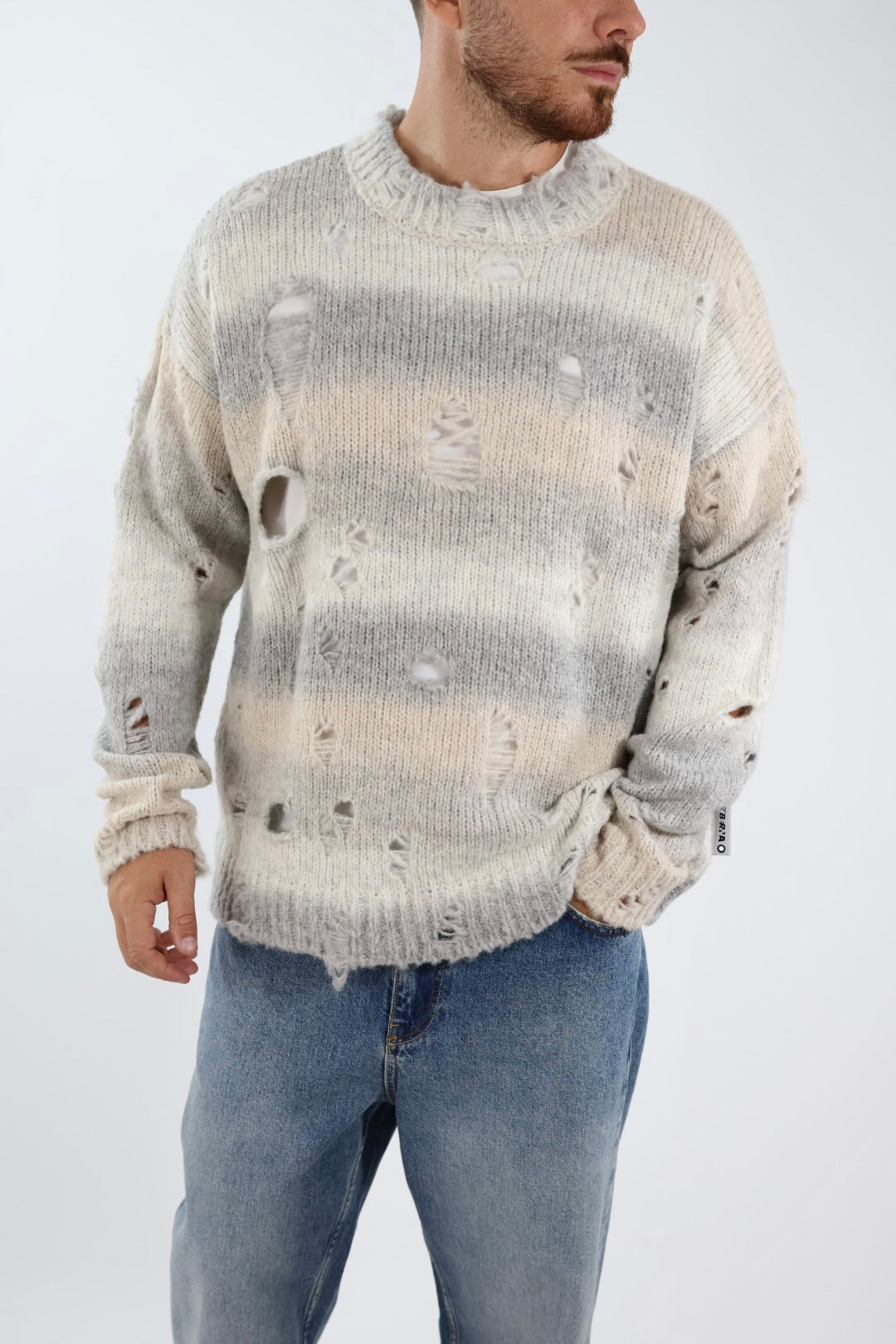 Maglione lana cropped buchi 273 BERNA