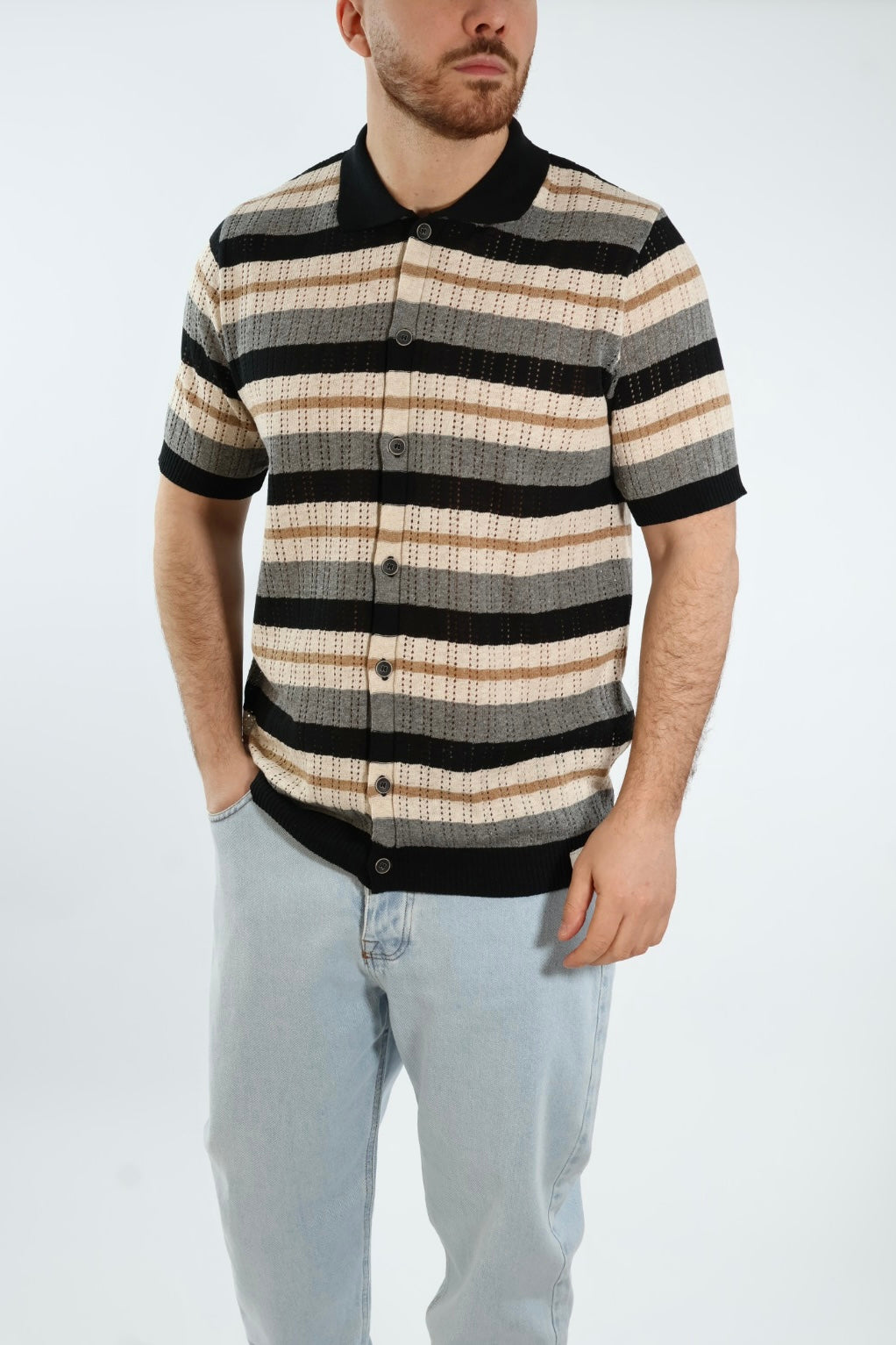 Polo in maglia righe 379 BL11