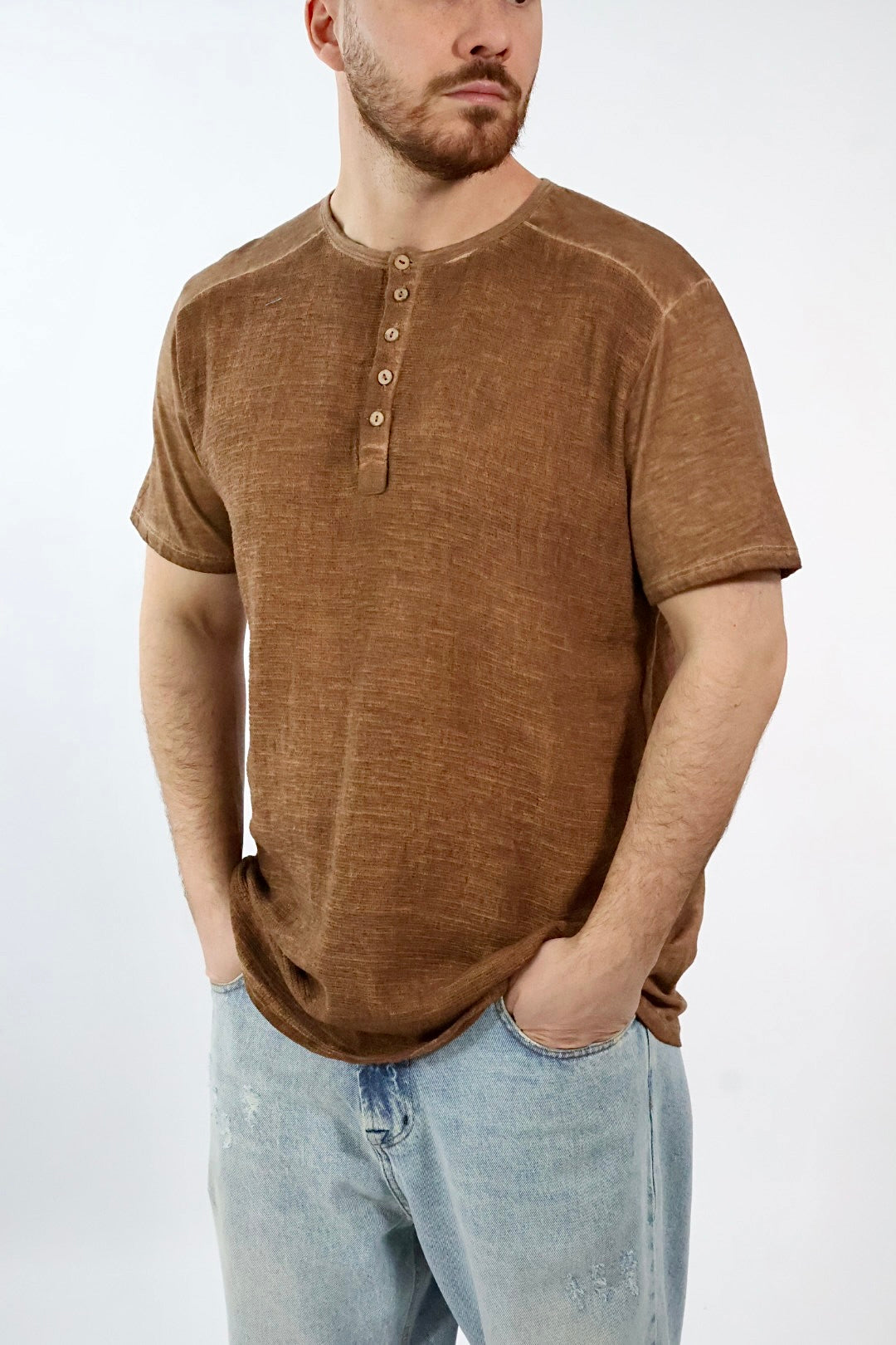 T-shirt serafino misto lino 200 BL11