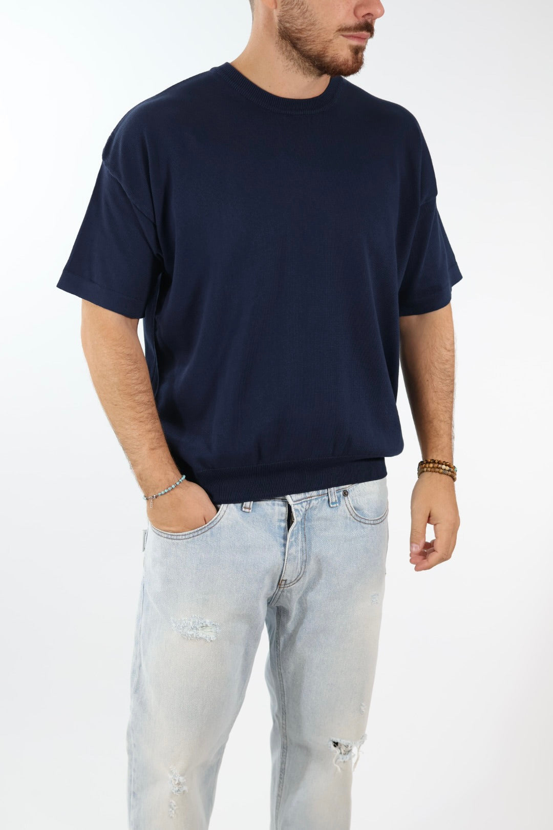 T shirt in maglia cropped over 432 BERNA