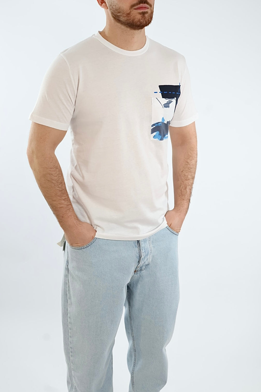 T shirt doppio taschino fiori 30  BL11
