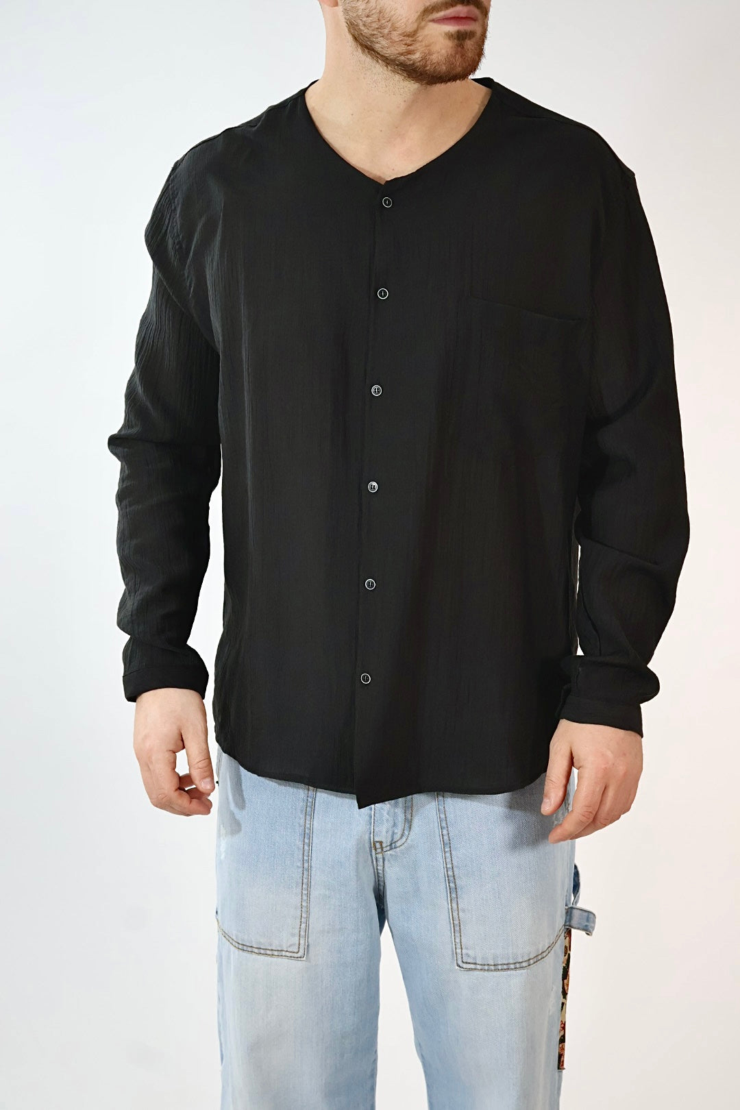 Camicia tencel scollo V C65 OVER-D