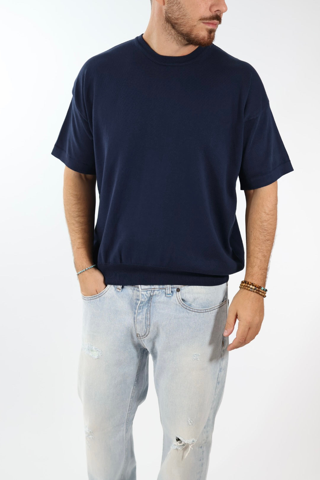 T shirt in maglia cropped over 432 BERNA