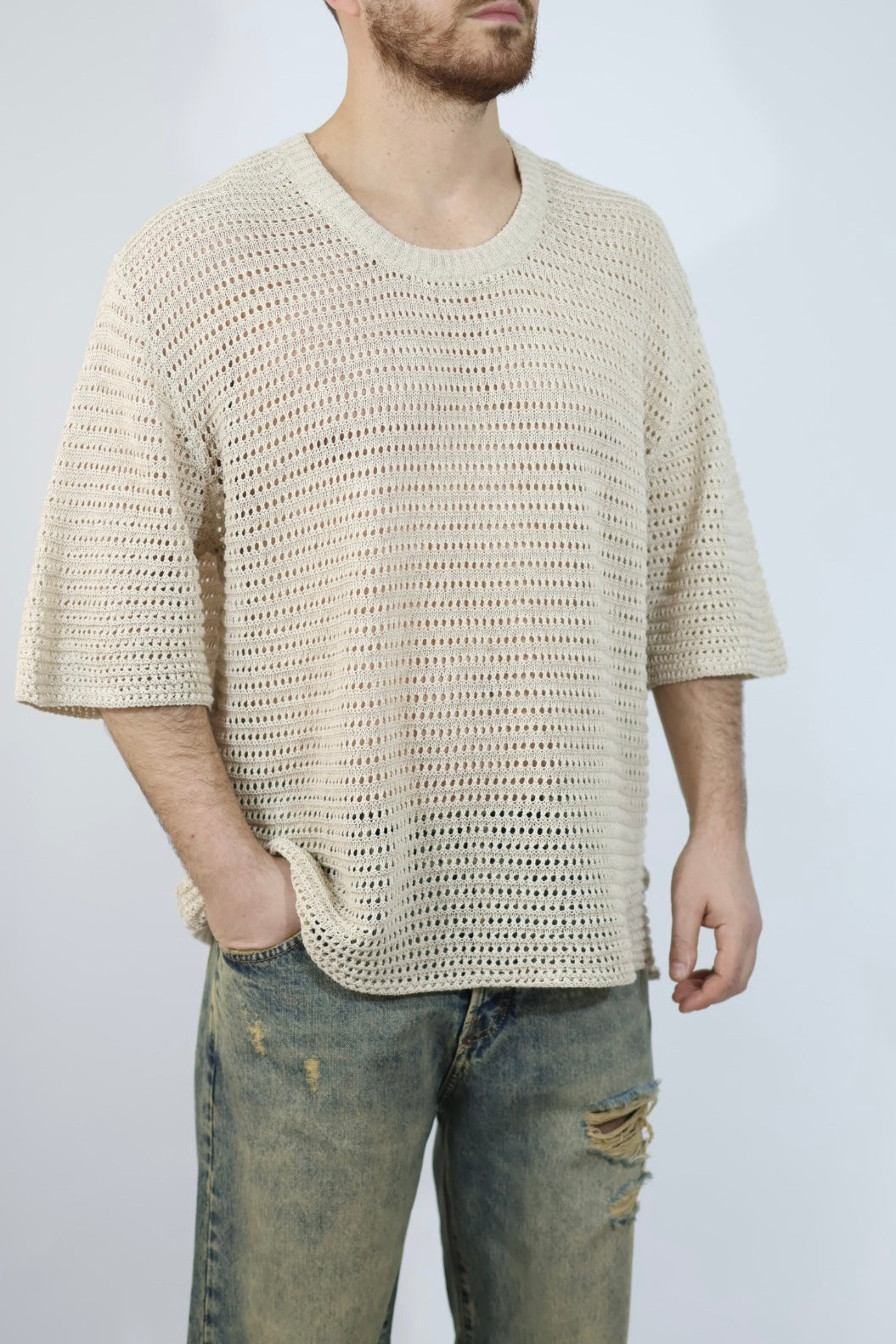 T shirt in maglia traforata I’M BRIAN