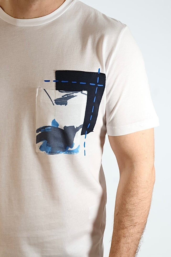 T shirt doppio taschino fiori 30  BL11