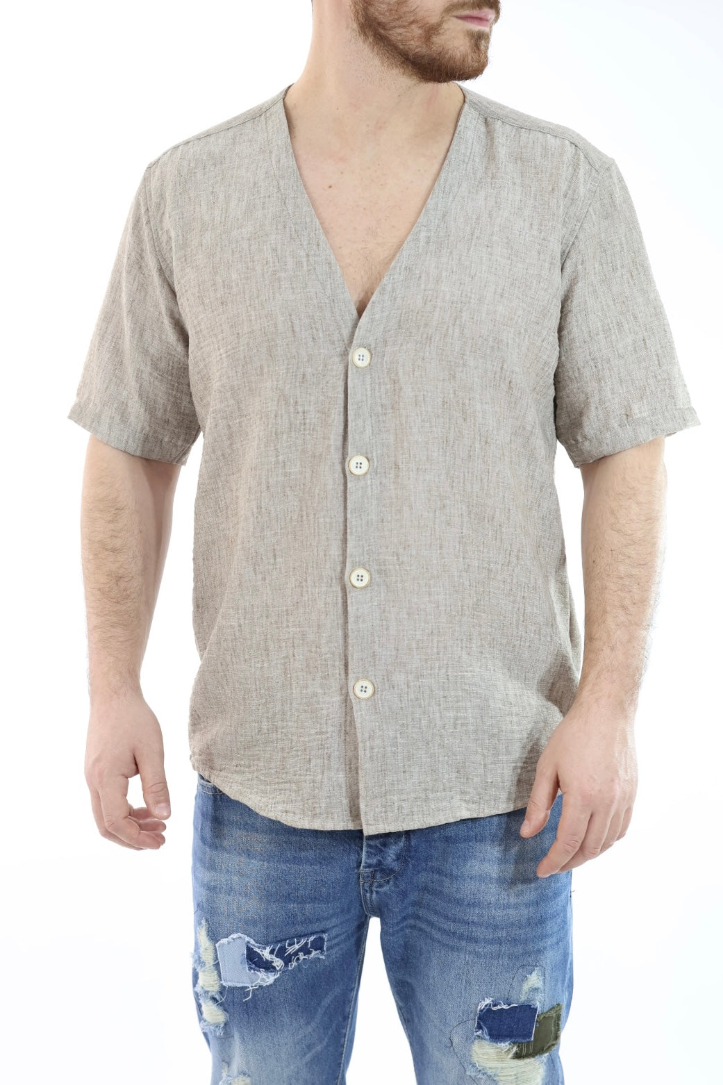 Camicia m/m scollo V  C60 OVER-D