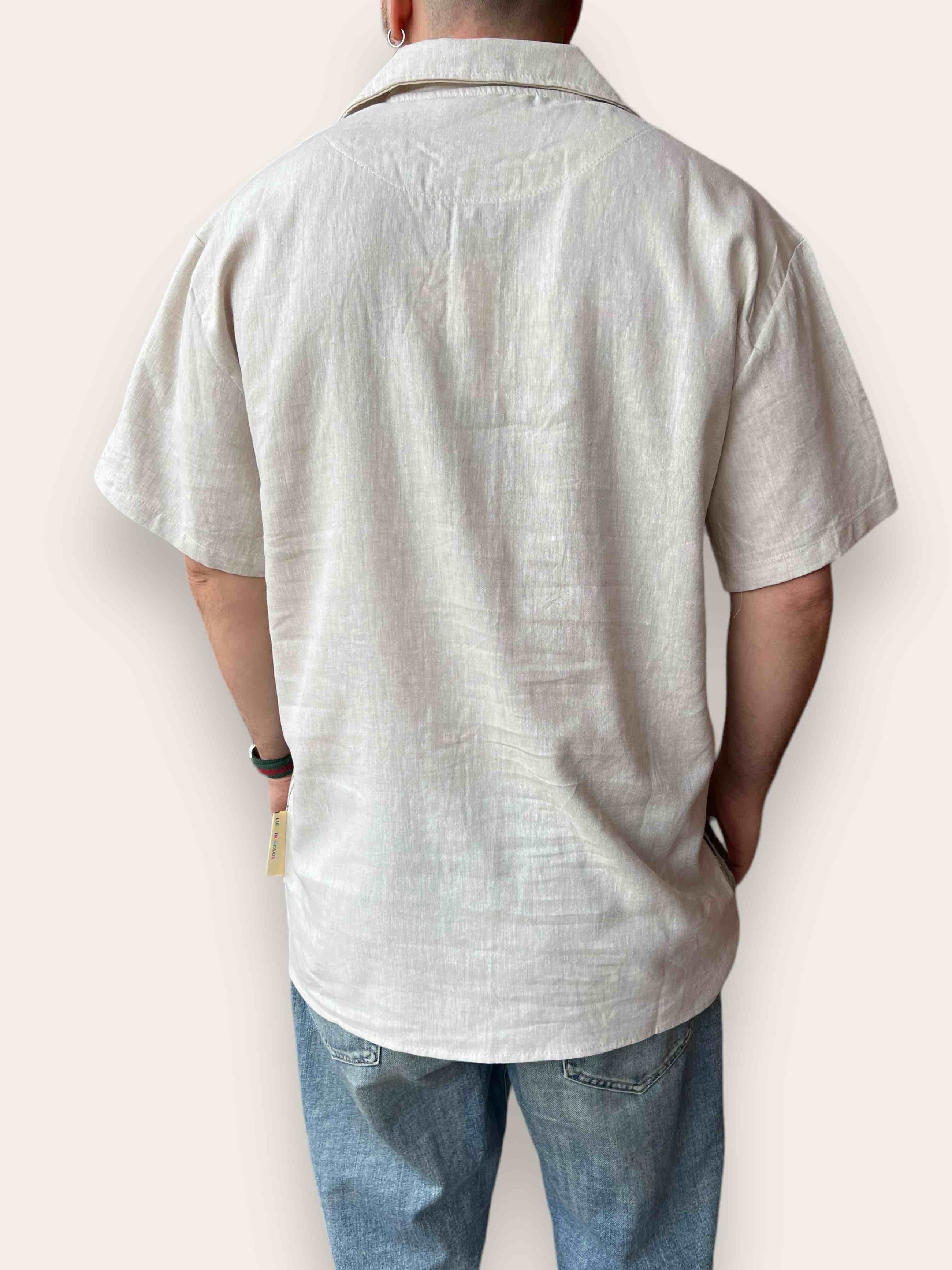 Camicia manica corta  Lino/visvosa TEMATICO