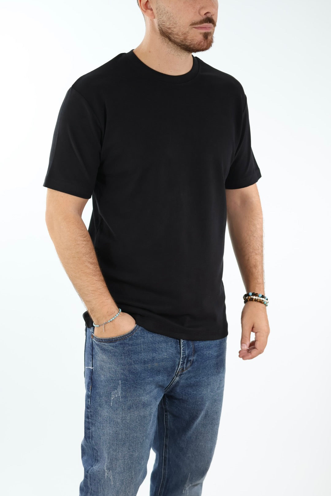 T-shirt basica viscosa nero 505L GIANNI LUPO