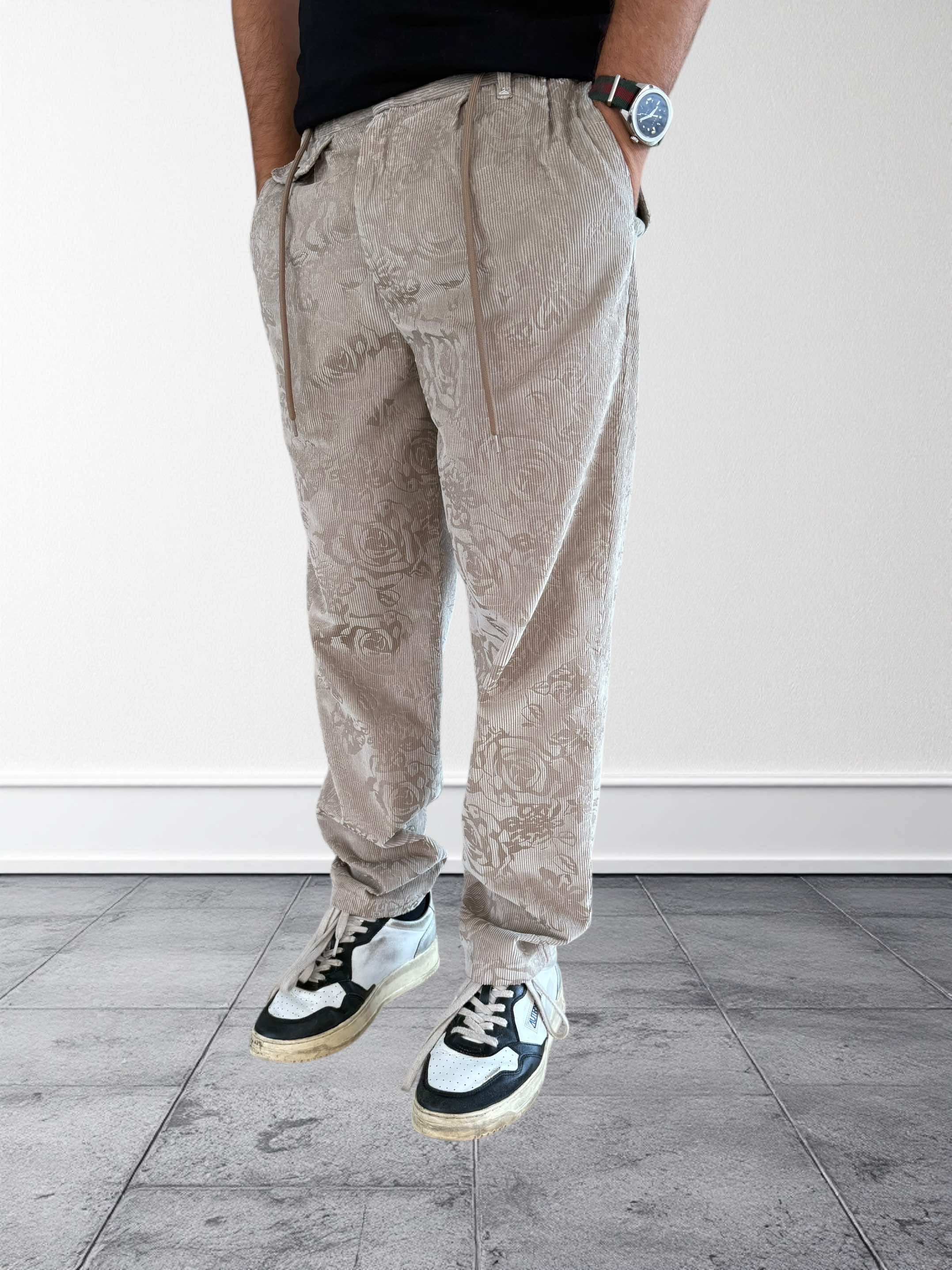 Pantalone devorè in velluto  ricamato 143 BERNA