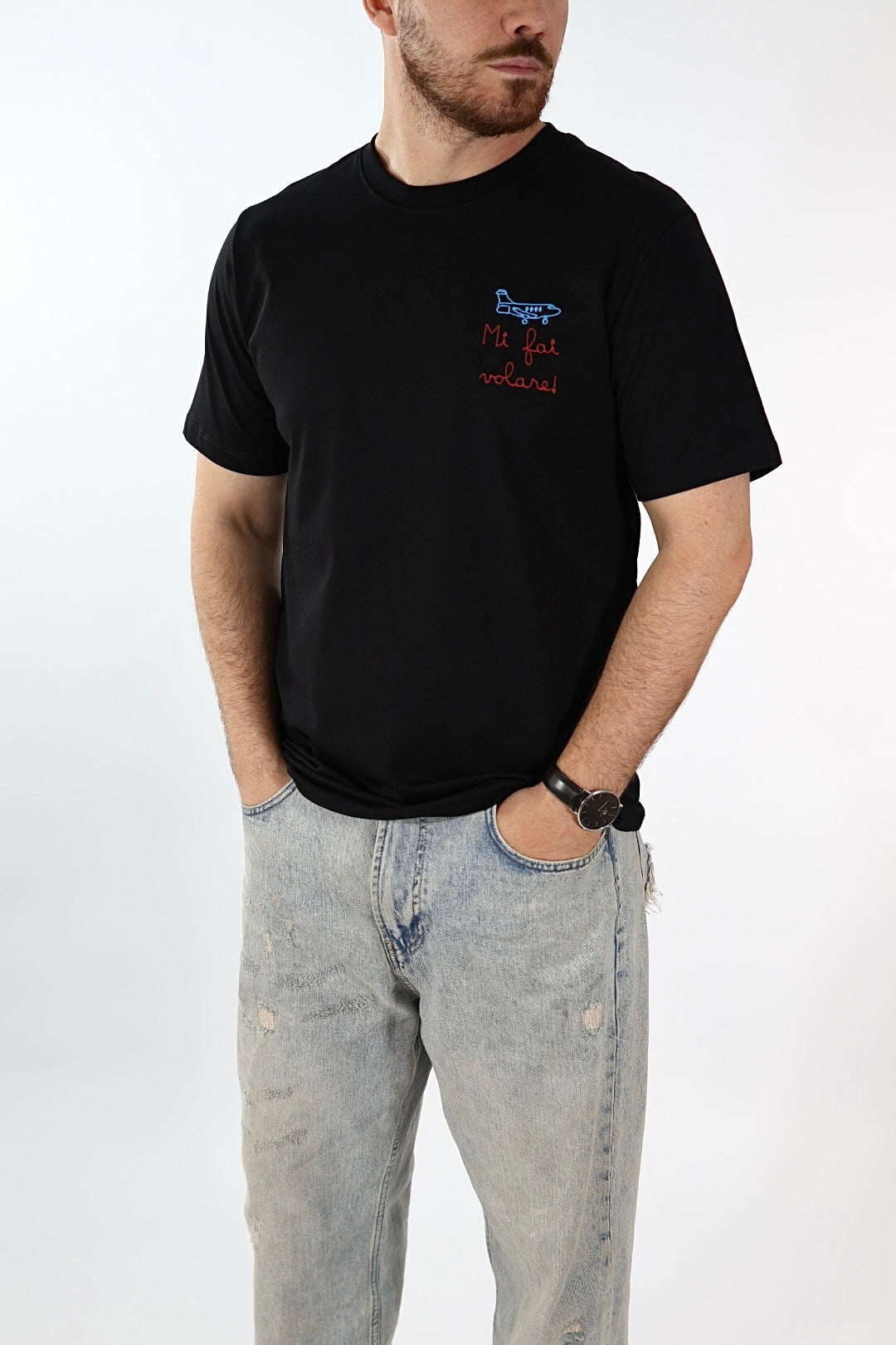 T shirt scritta ricamo 6030 J.W
