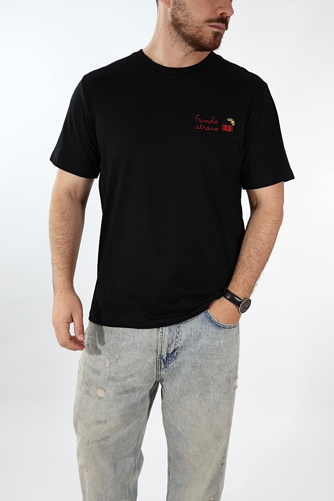 T shirt scritta ricamo 6031 J.W