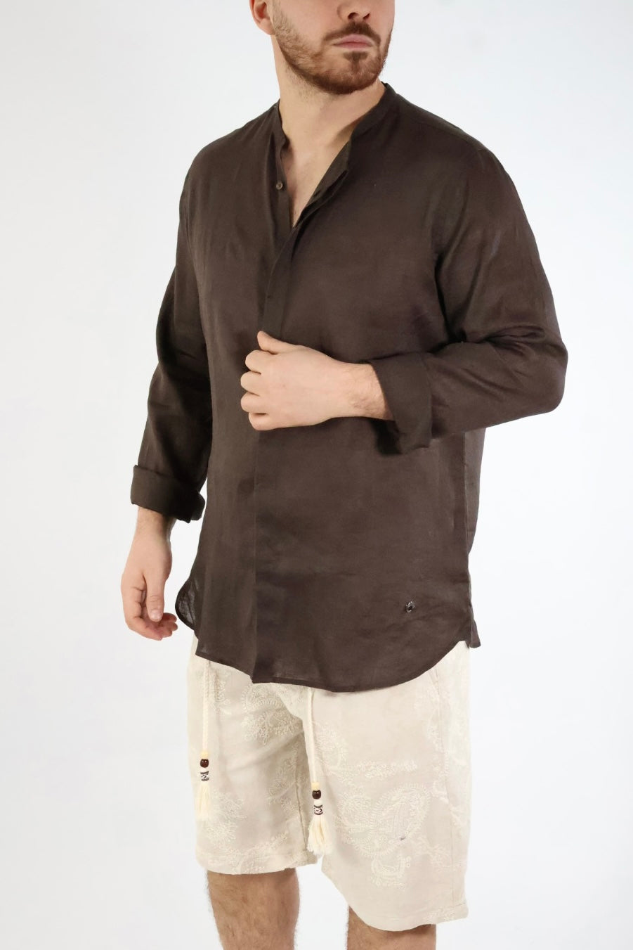 Camicia lino collo coreana 250 BERNA