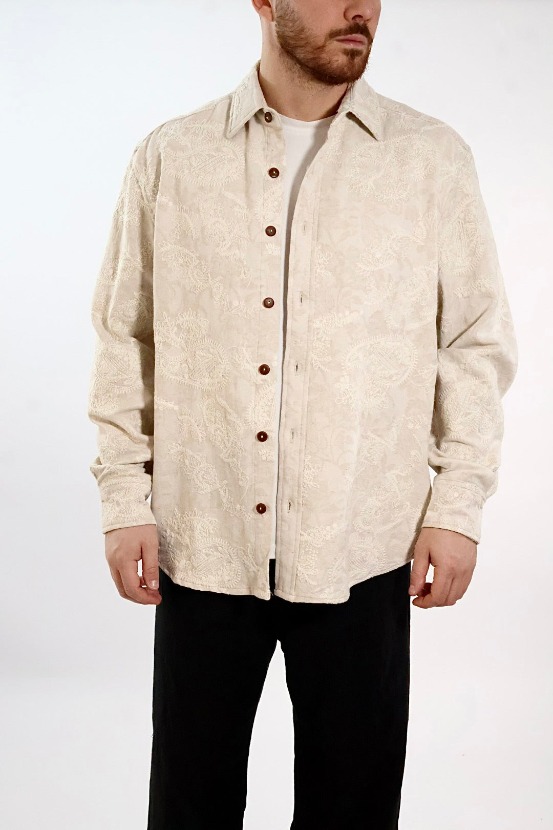 Camicia paisley lino/cotone ricamato 291 BERNA