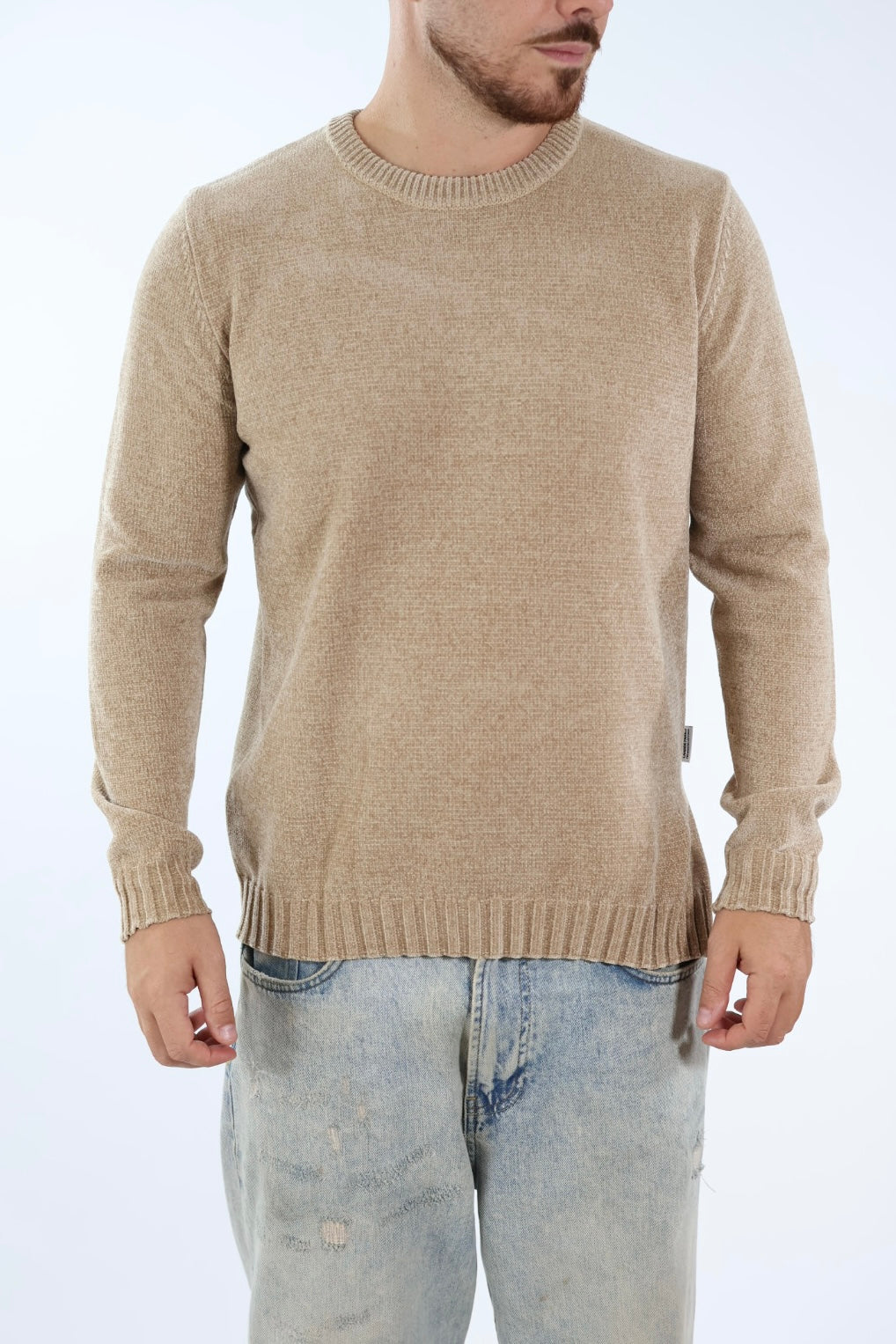 Maglione 363 girocollo ciniglia cammello LANDEK