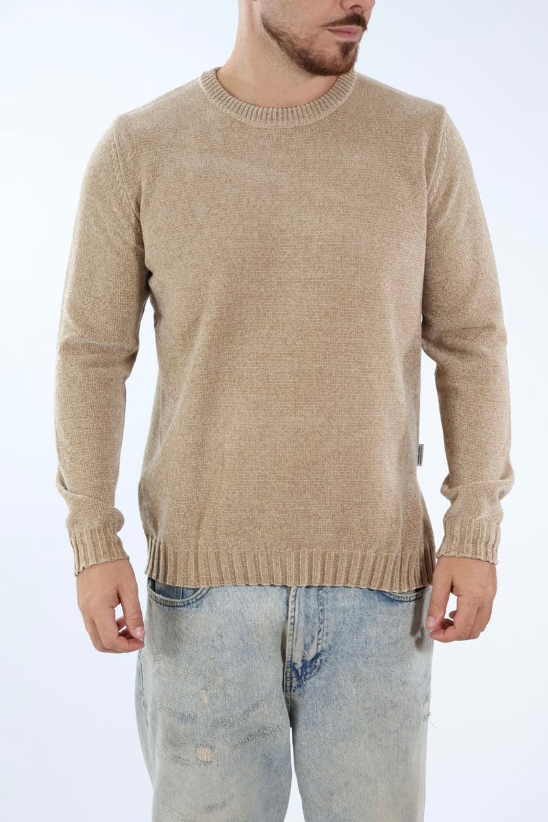 Maglione 363 girocollo ciniglia cammello LANDEK