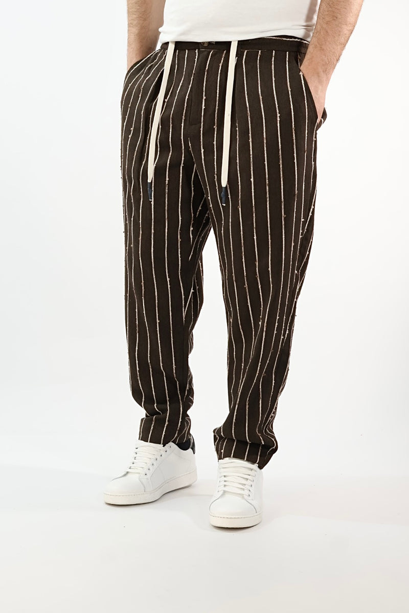 Pantalone riga jaquard cropped coulisse 162 BL11