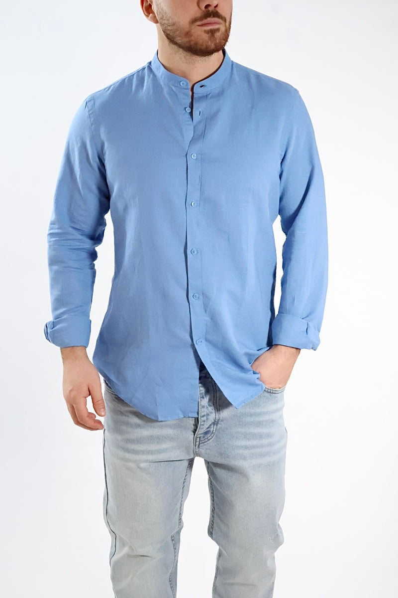 Camicia lino/cotone collo coreana C25 OVER-D