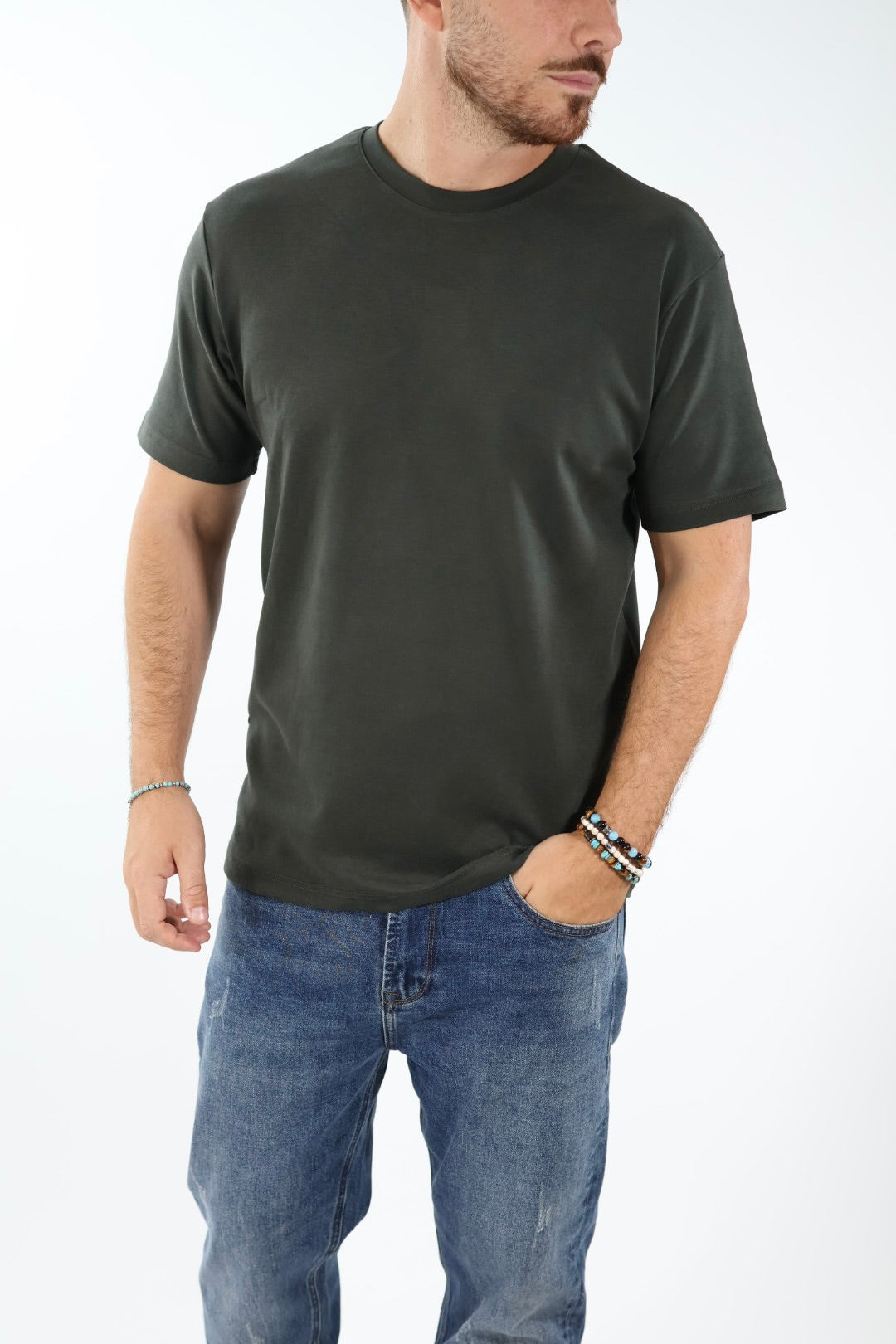 T-shirt basica viscosa verde   505L GIANNI LUPO