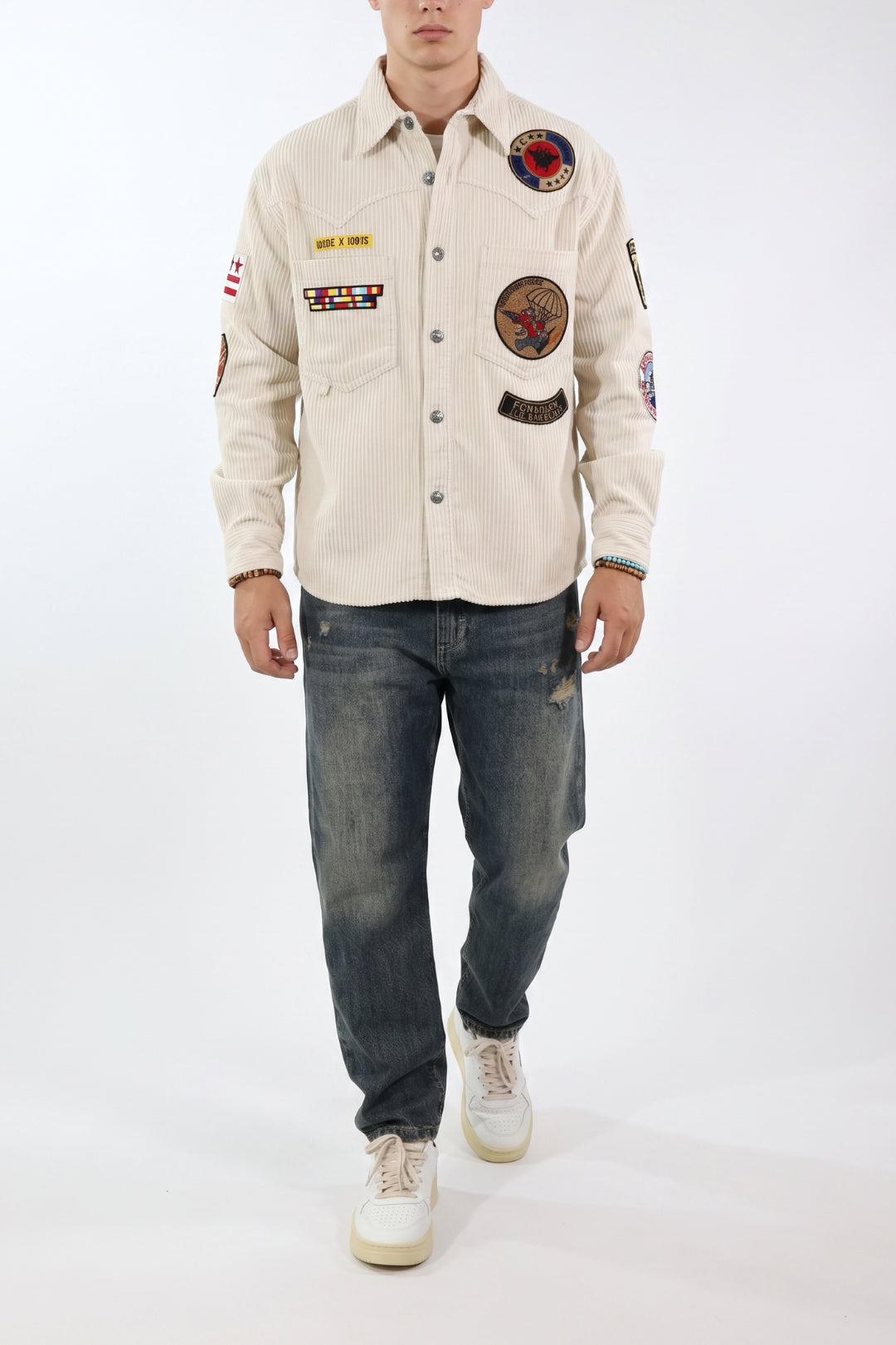 Overshirt boxy velluto patch 353 BERNA