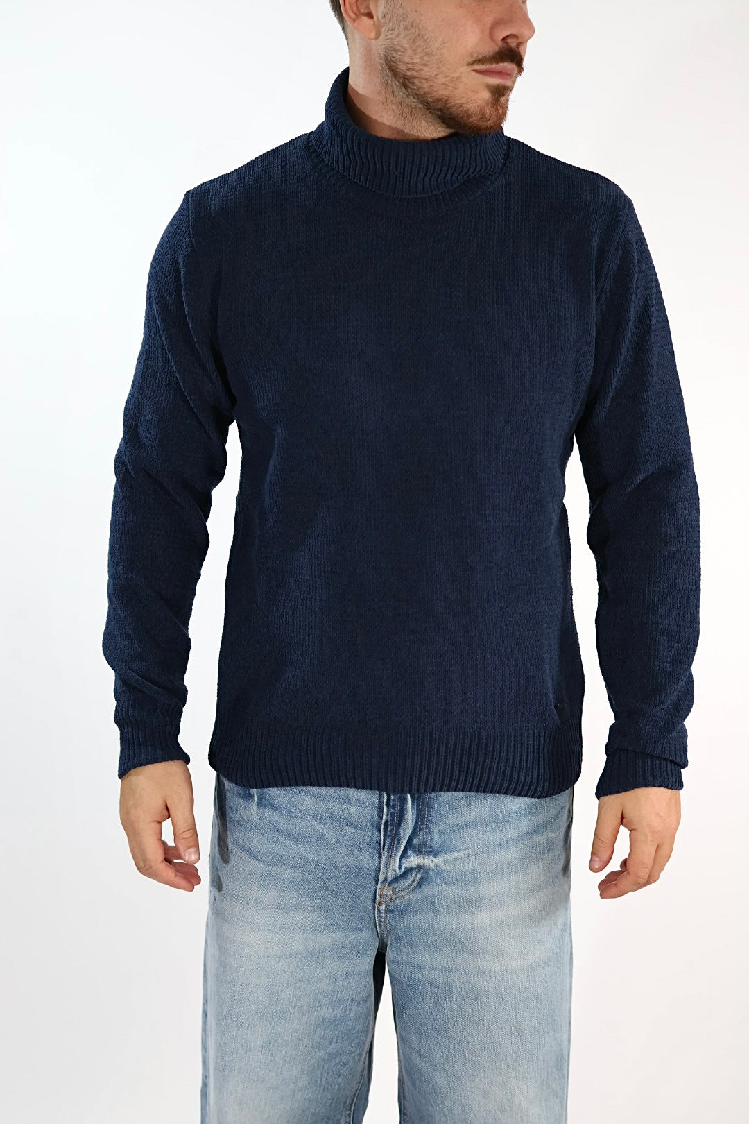 Maglione 536S lupetto ciniglia nero GIANNI LUPO