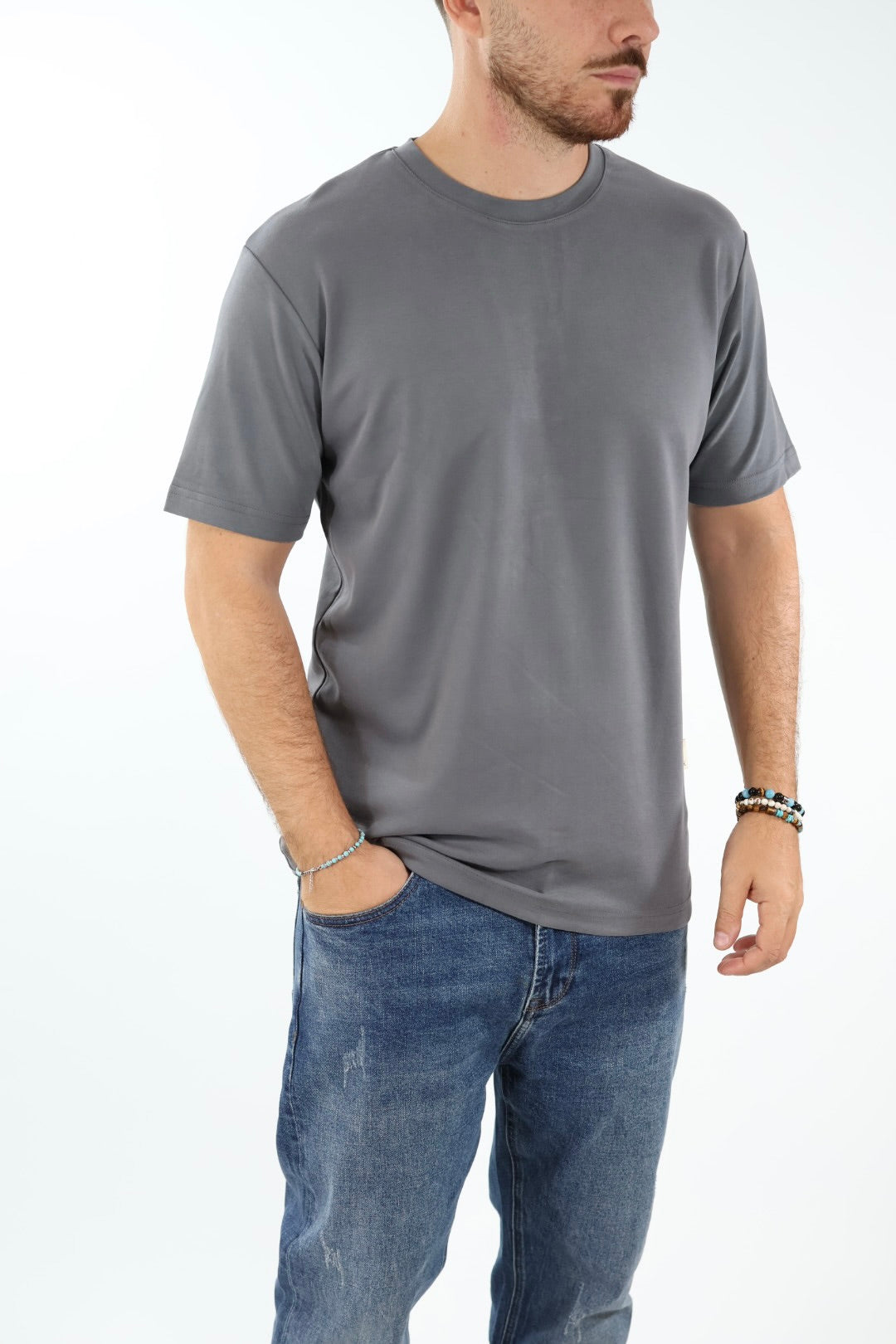 T-shirt basica viscosa grigio 505L GIANNI LUPO
