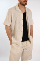 Camicia m/m jaquard ricami lino/cotone 830 BL11