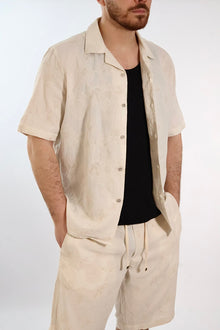 Camicia m/m jaquard ricami lino/cotone 830 BL11