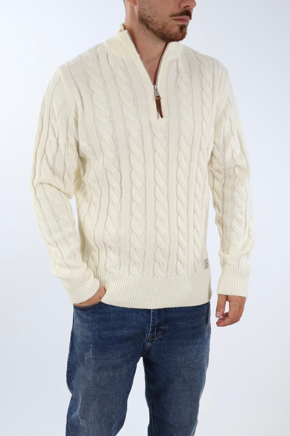 Maglione misto lana zip 632 GIANNI LUPO