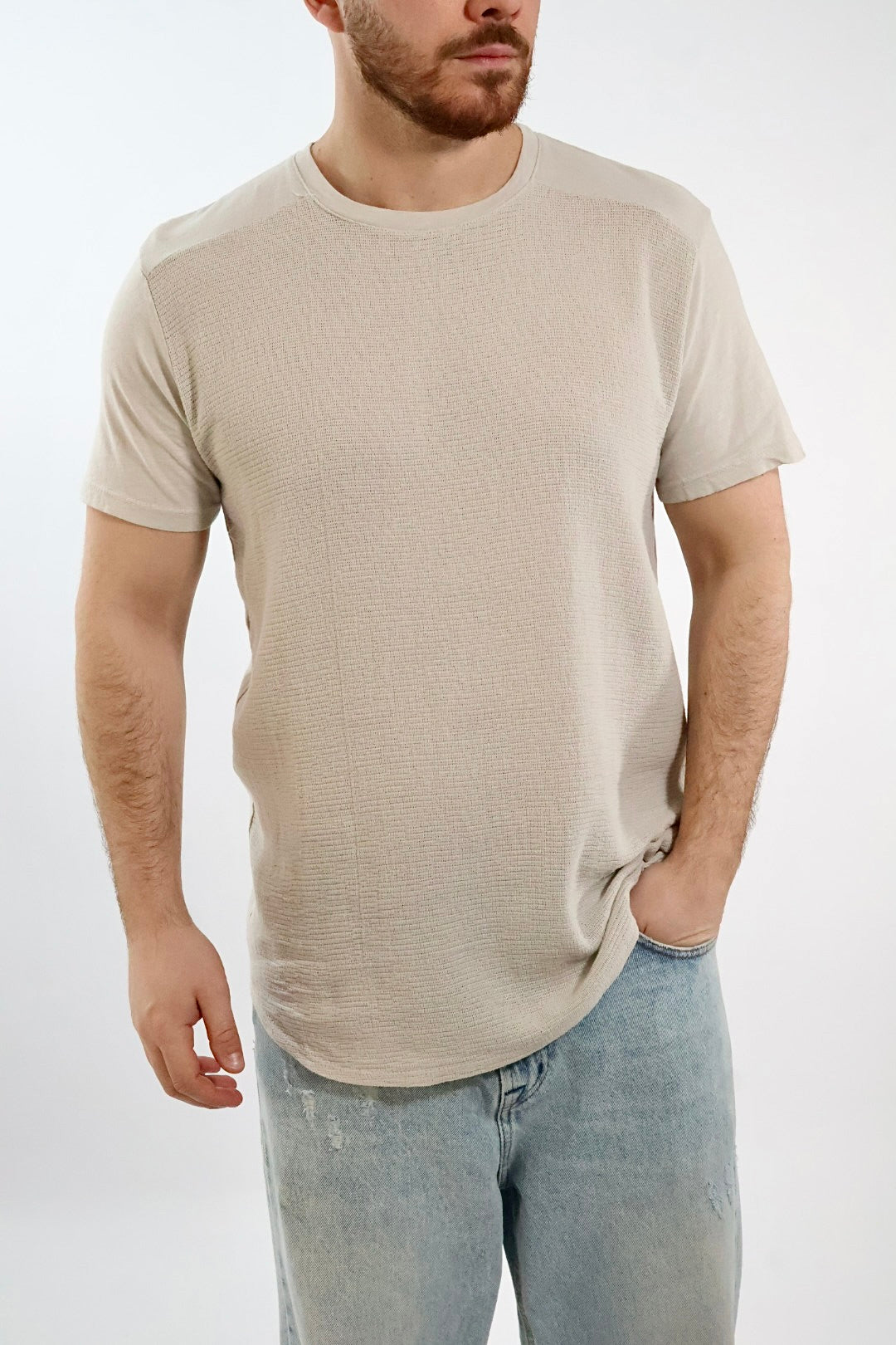 T-shirt girocollo misto lino 080 BL11