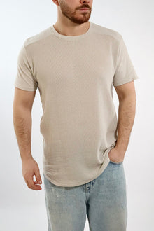 T-shirt girocollo misto lino 080 BL11