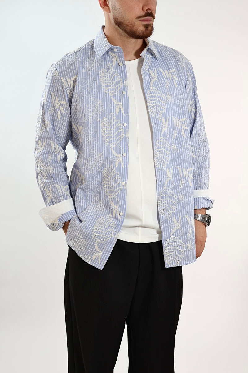 Camicia righe fiori 366 BERNA