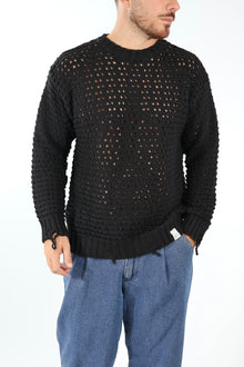 Maglione giro collo over rotture  Ma3401G BL11