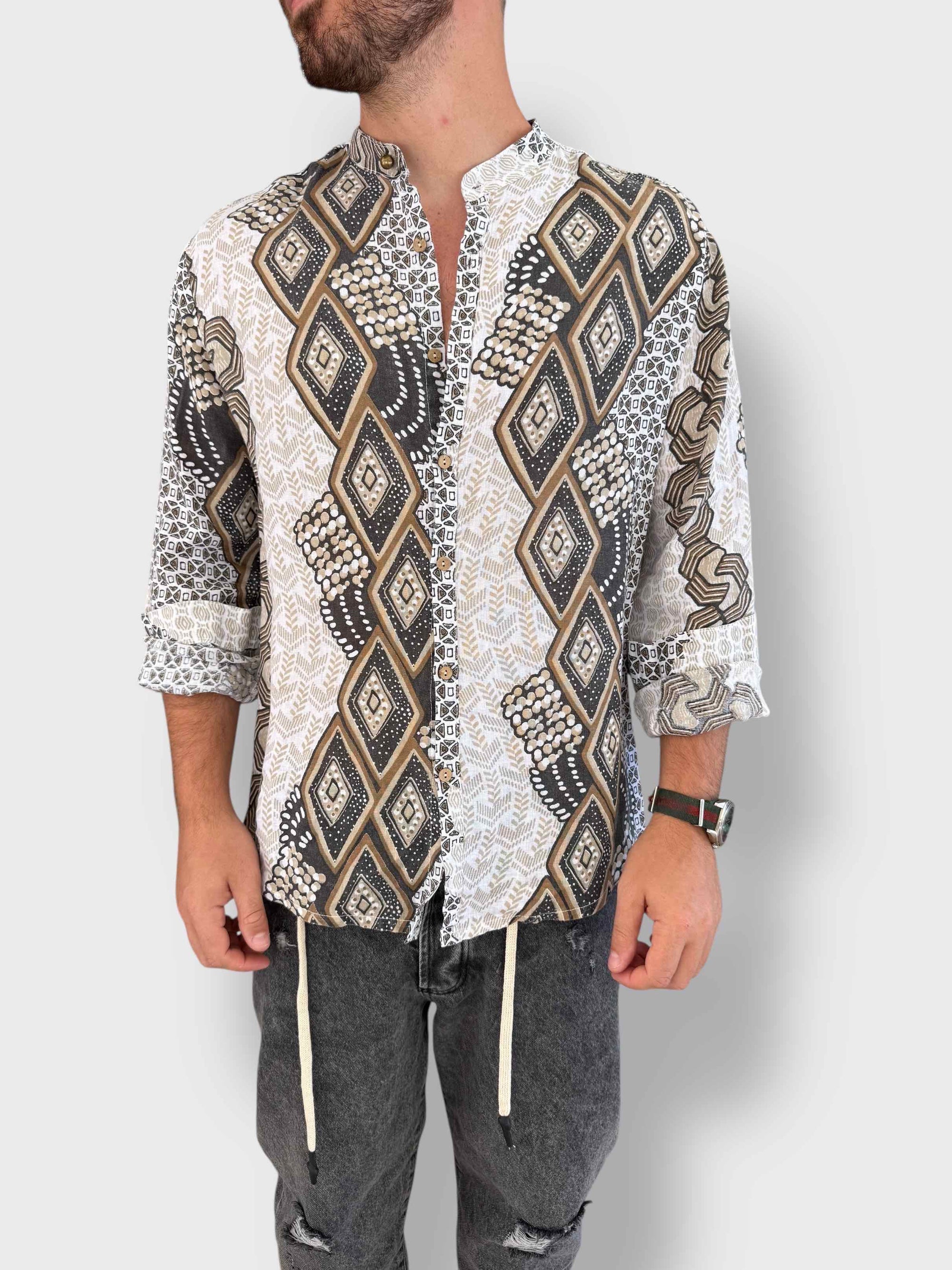 Camicia fantasia Lino BL11