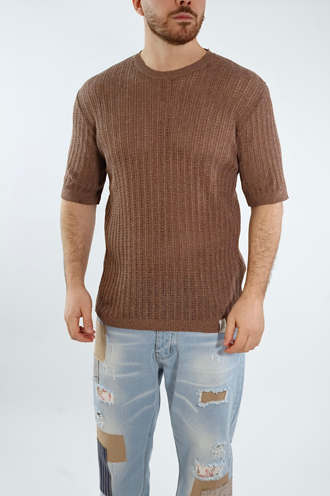 T shirt in maglia traforata gaggio 56 BL11