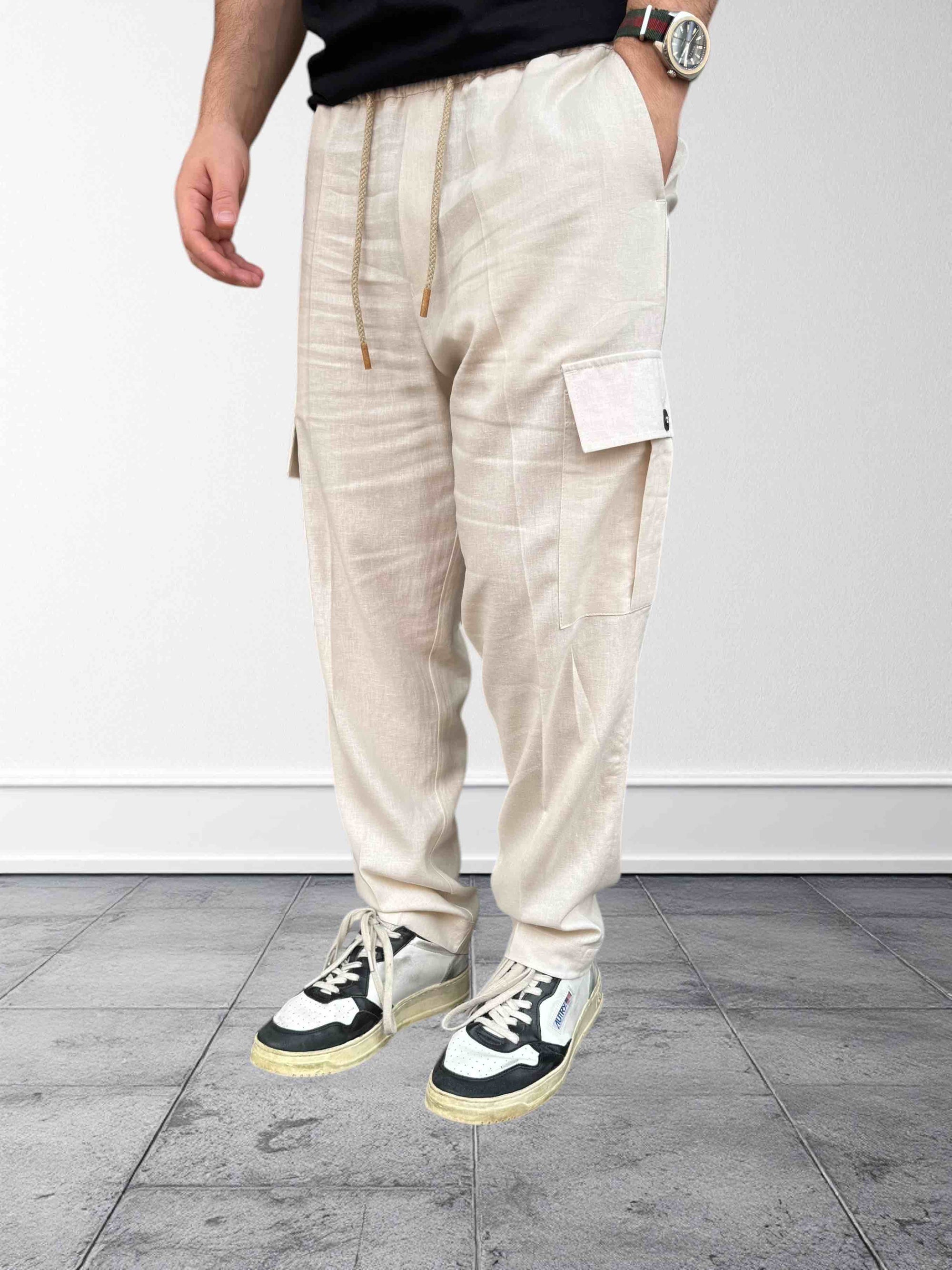 Pantalaccio cargo tapered fit lino OVERD