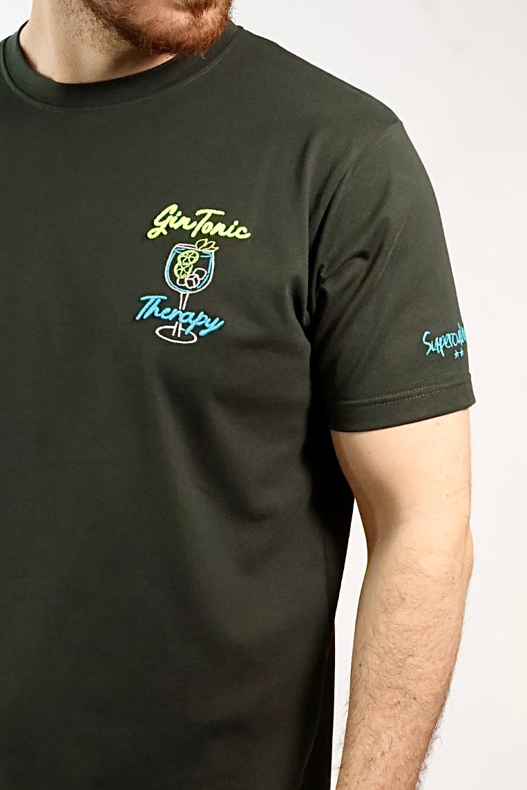 T-shirt ricamo gin tonic therapy  1839 SUPERCULTURE