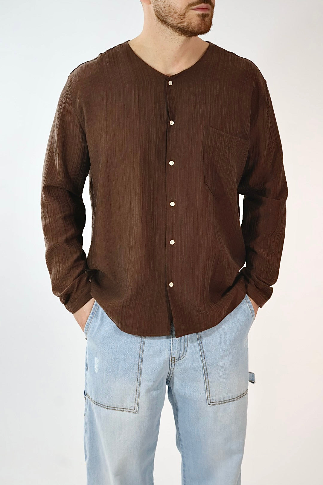 Camicia tencel scollo V C65 OVER-D