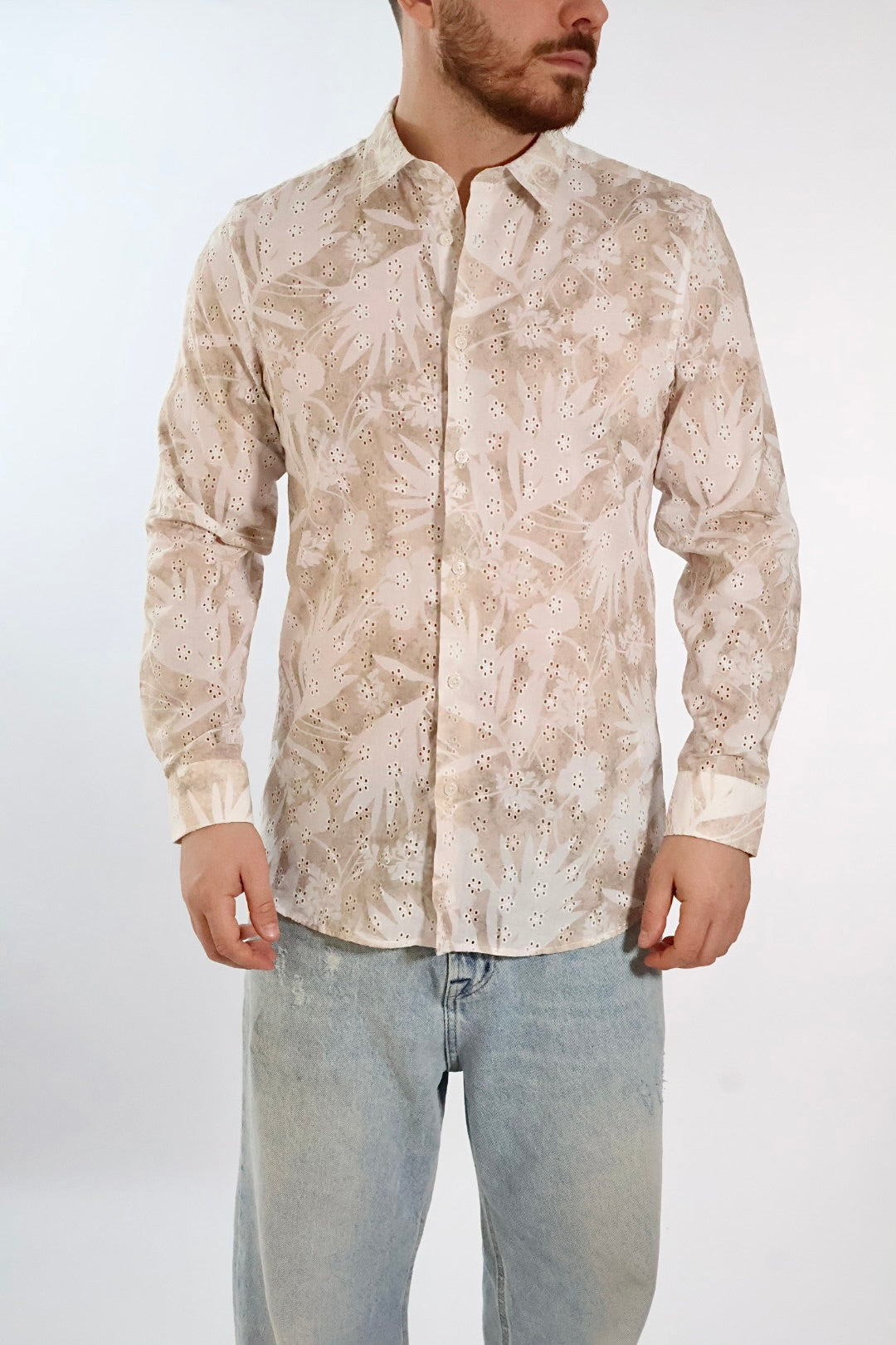 Camicia cotone sangallo sporcata 530 BL11