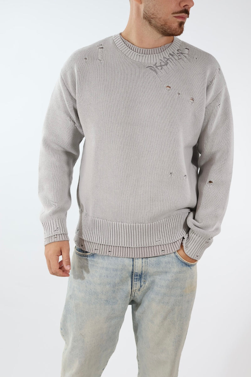Maglione cotone rotture logo ricamato 767 BERNA
