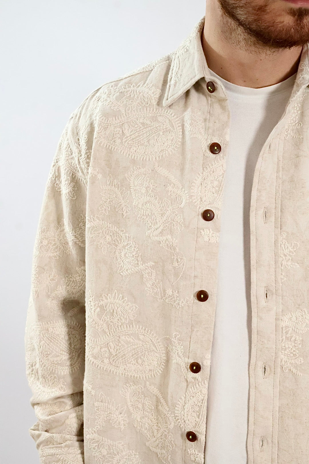 Camicia paisley lino/cotone ricamato 291 BERNA