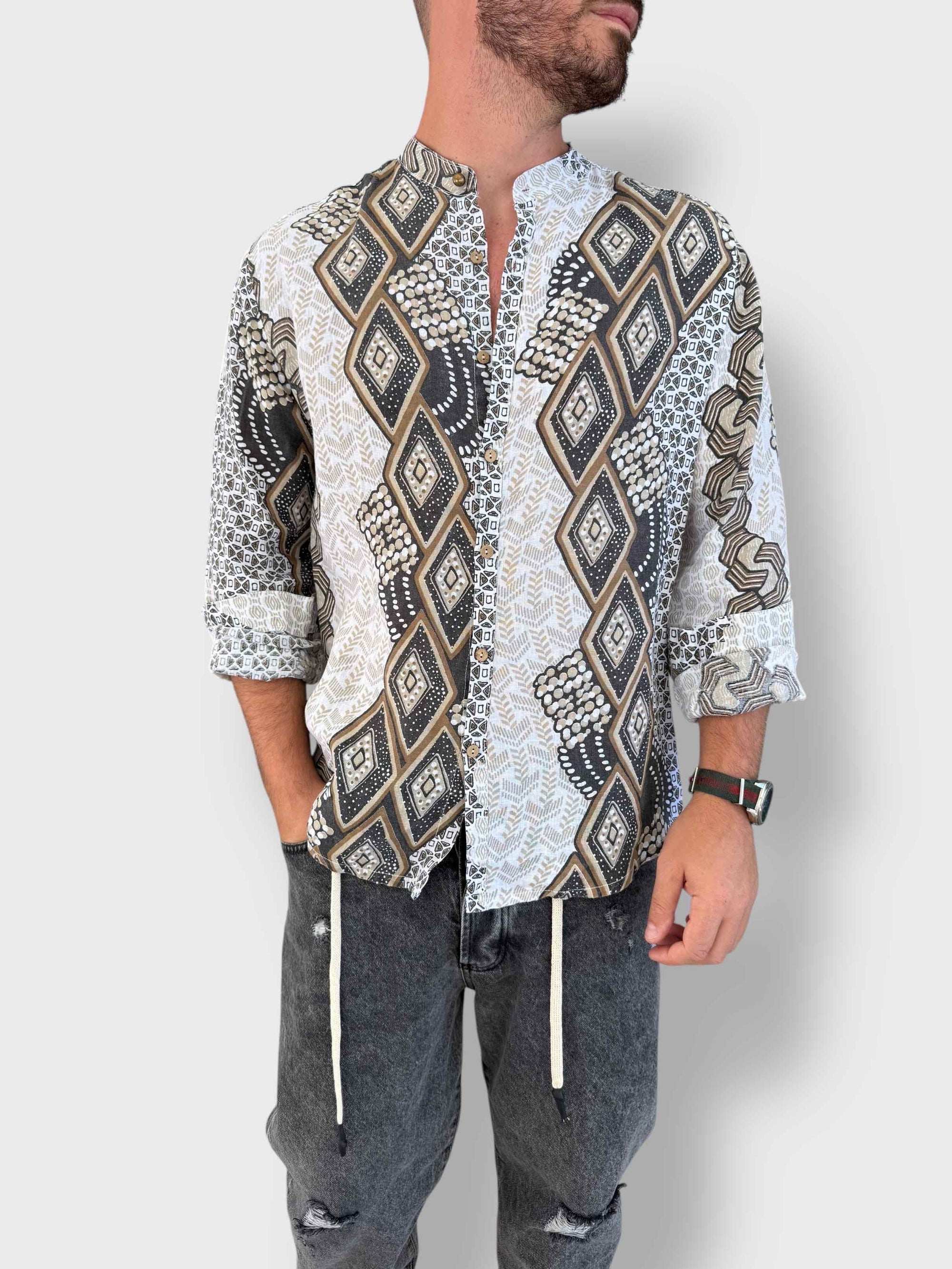 Camicia fantasia Lino BL11