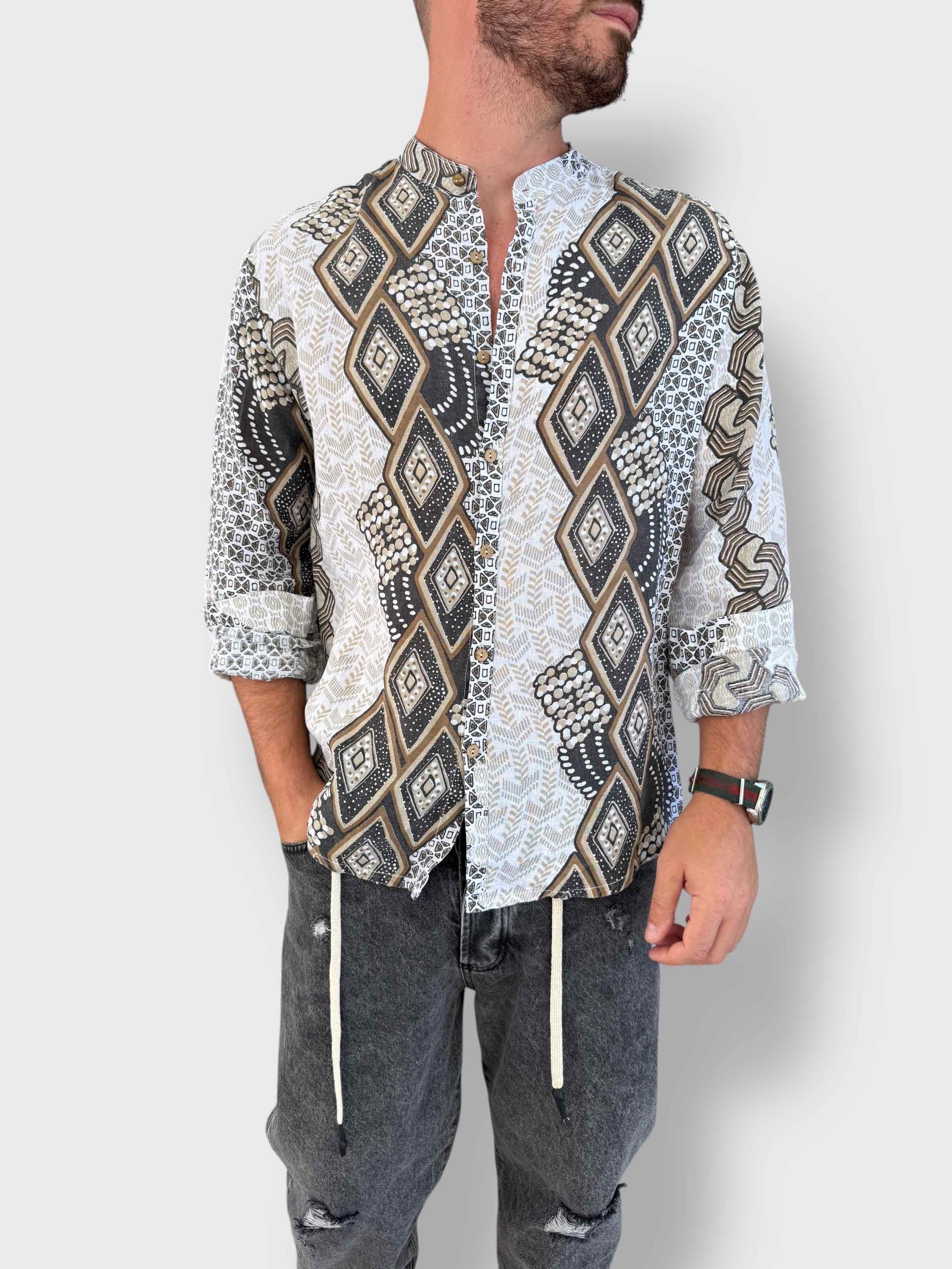 Camicia fantasia Lino BL11