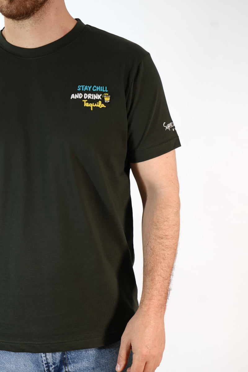 T-shirt ricamo  stay chill A1833 SUPERCULTURE