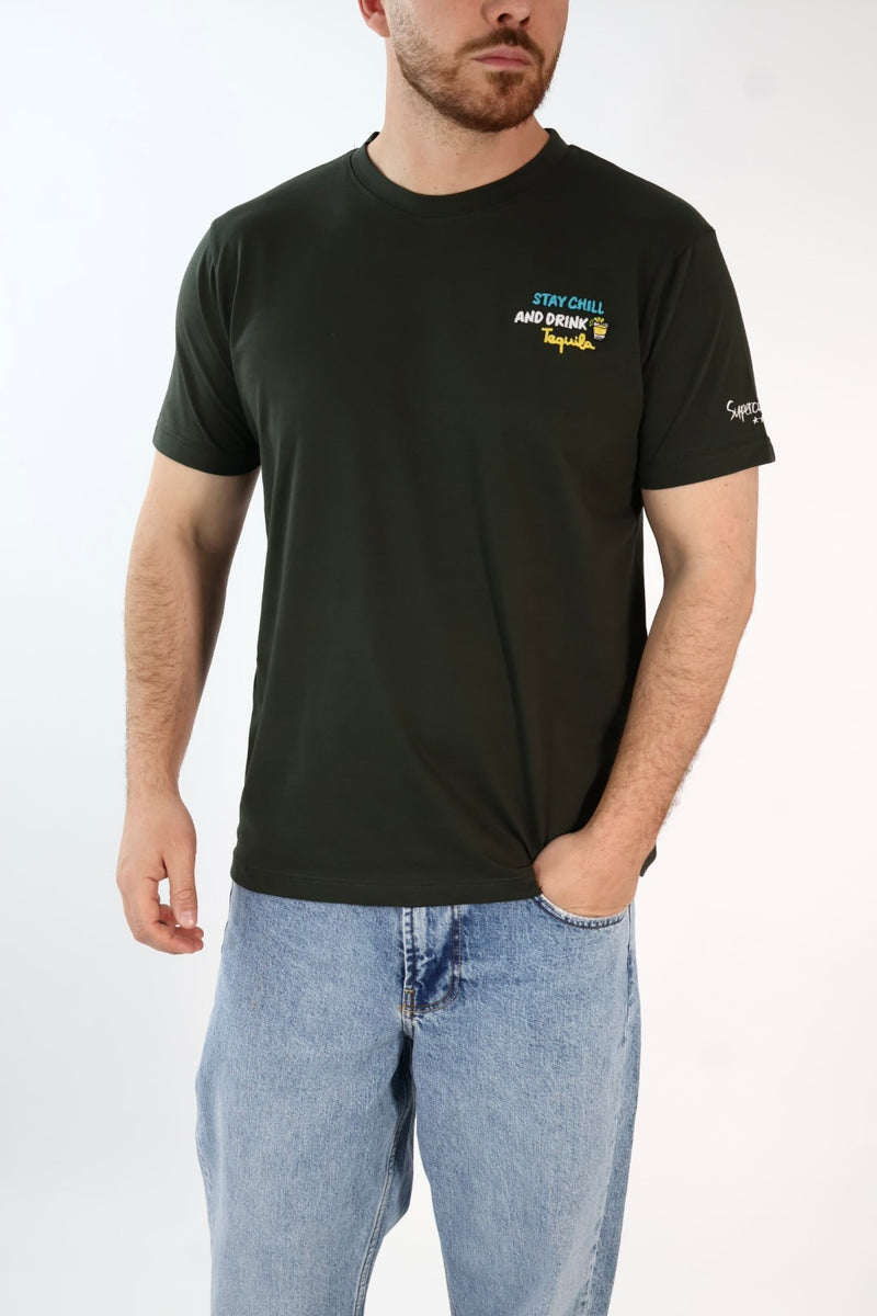 T-shirt ricamo  stay chill A1833 SUPERCULTURE