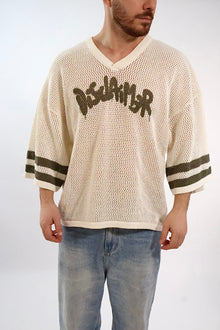 T shirt in maglia logo traforata 494  DISCLAIMER