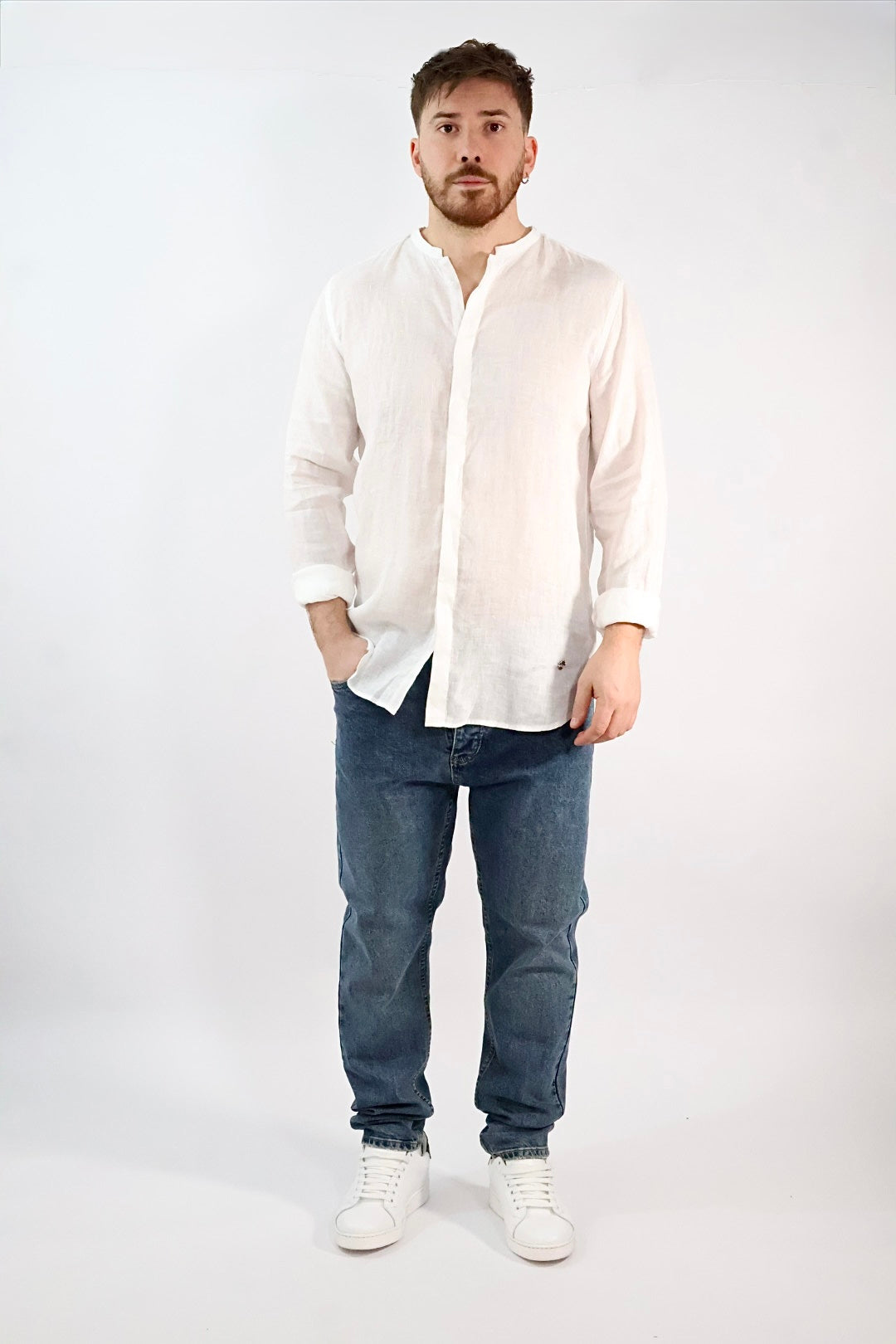 Camicia lino collo coreana 250 BERNA
