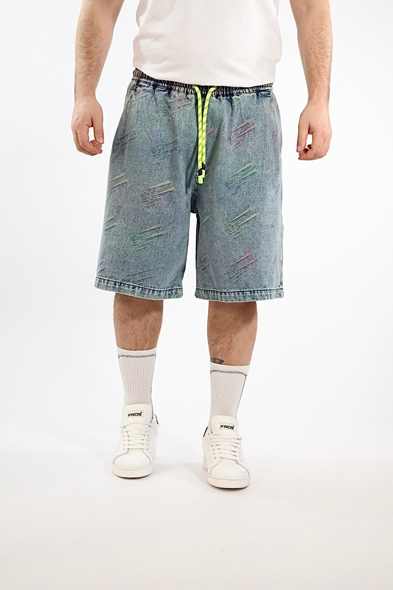 Bermuda denim triangoli fluo 230 BERNA