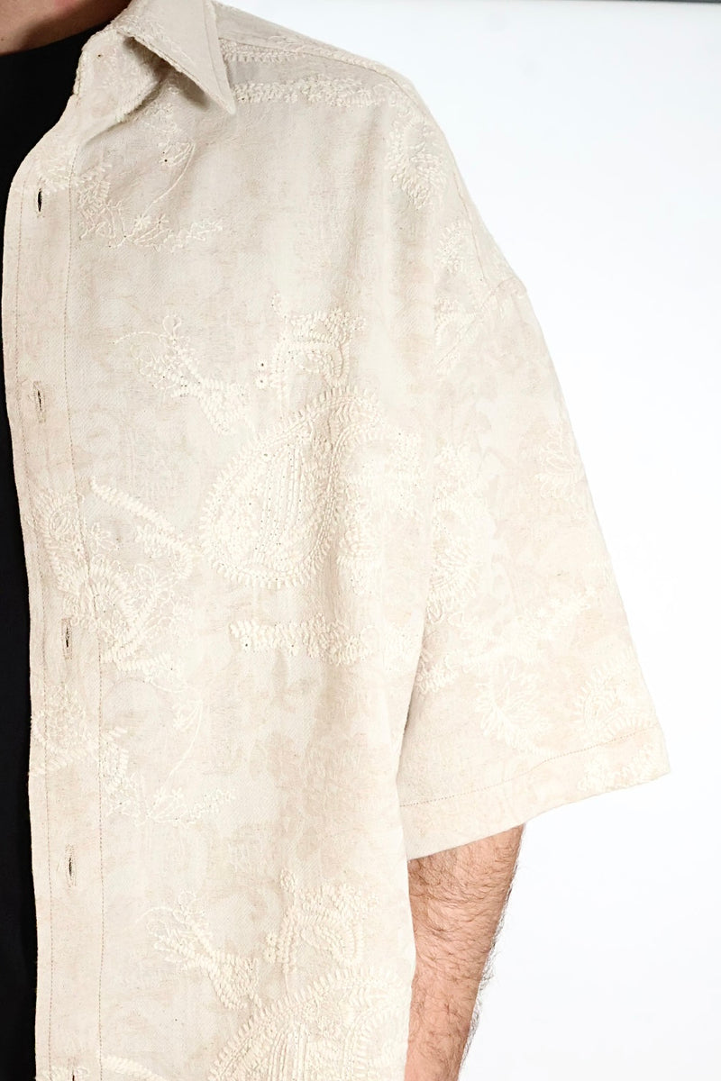 Camicia m/m paisley ricamato lino/cotone 255 BERNA