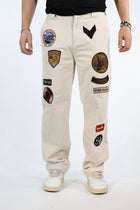 Pantalone 352 straight velluto e patch BERNA